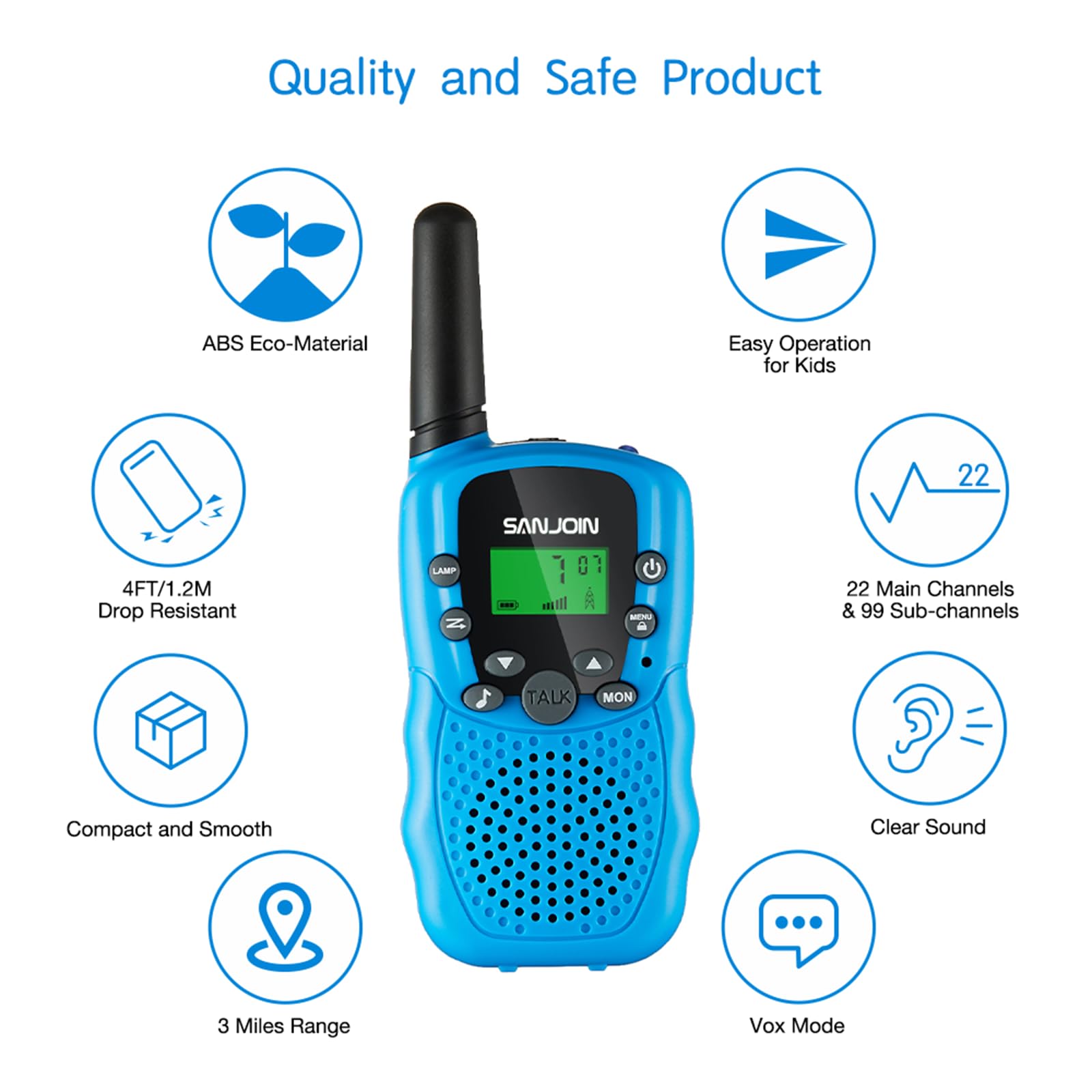 Foto 5 pulgar | Walkie Talkies Sanjoin De Largo Alcance Para Niños De 3 A 8 Años, 22 Canales - Venta Internacional.