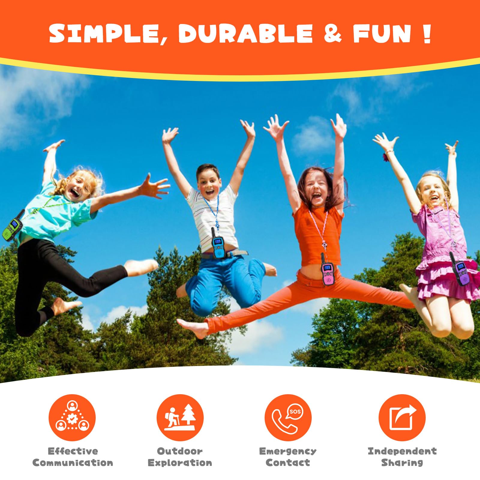 Foto 6 pulgar | Walkie Talkie Wishouse M8 Recargable para Niños Paquete de 2 - Venta Internacional