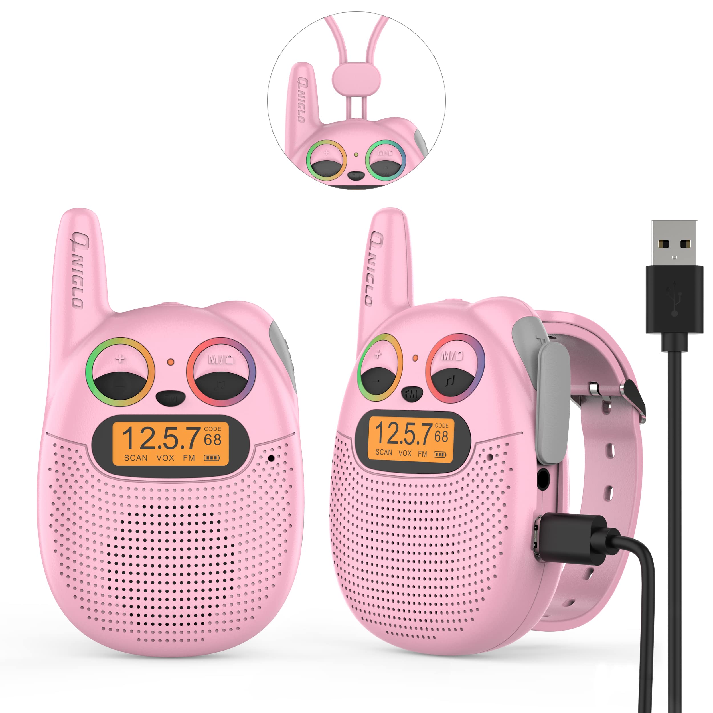 Walkie Talkies Qniglo Recargables para Niños Paquete de 2 - Venta Internacional