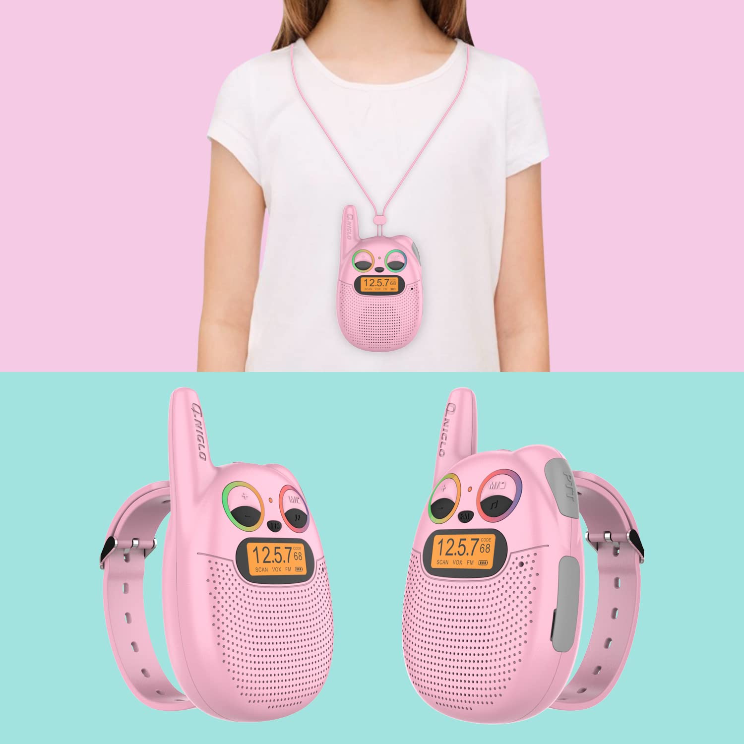 Foto 3 pulgar | Walkie Talkies Qniglo Recargables para Niños Paquete de 2 - Venta Internacional