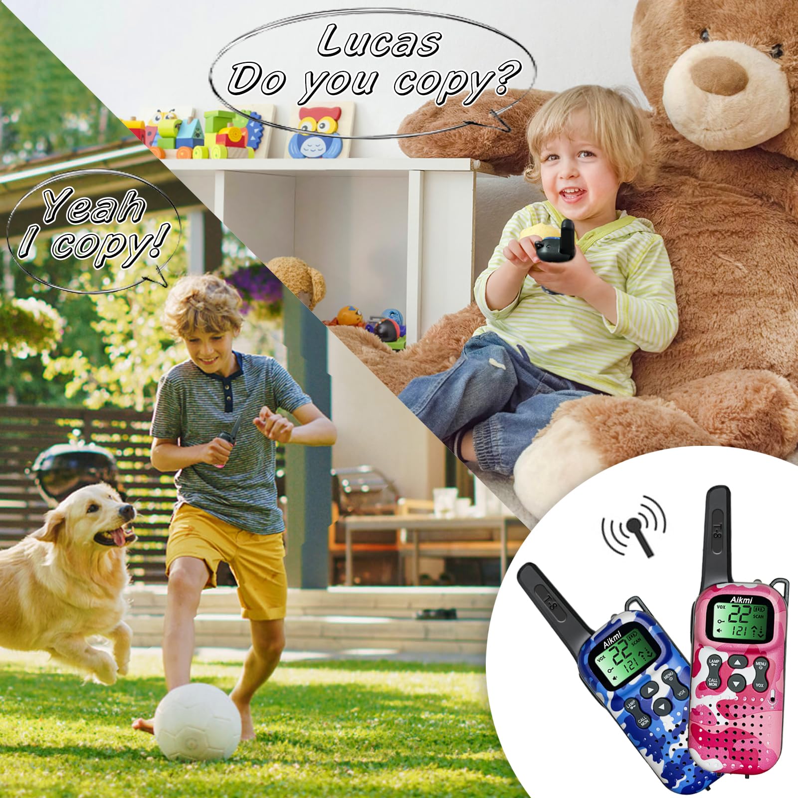 Foto 3 pulgar | Walkie Talkies Aikmi Kids Radio Bidirecciona Paquete de 2 - Venta Internacional