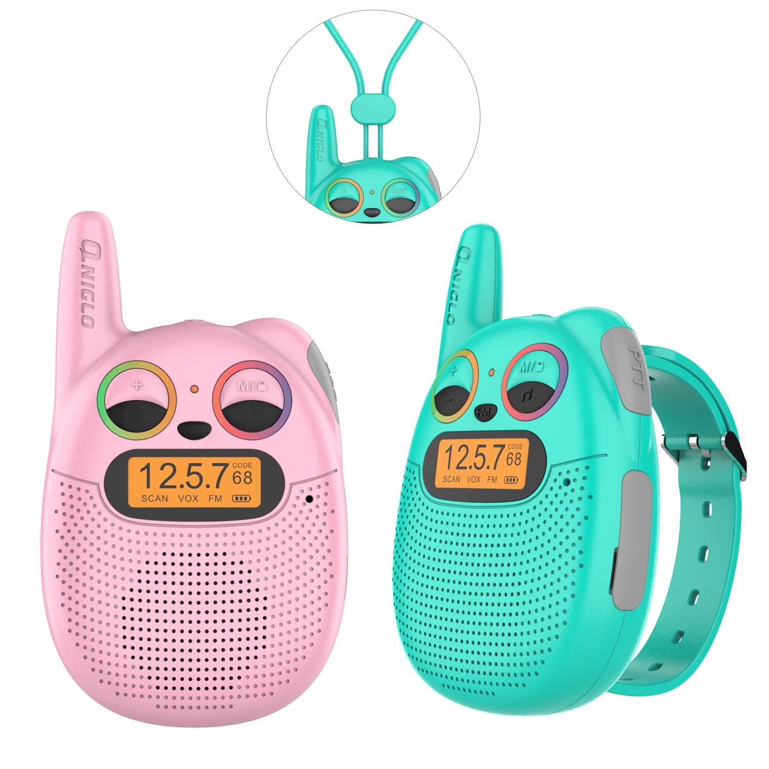 Walkie Talkies Qniglo Recargables para Niños Paquete de 2 - Venta Internacional