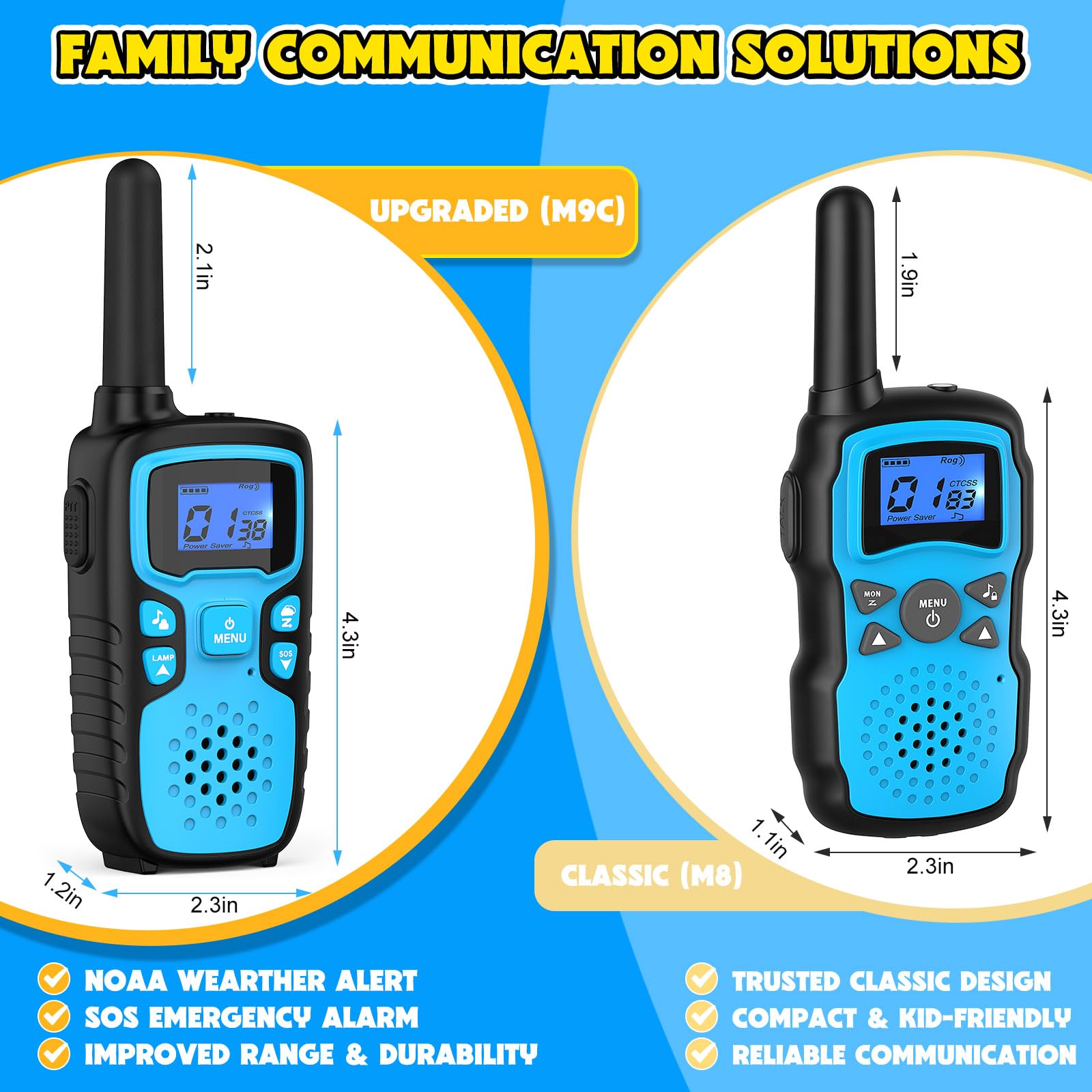 Foto 7 | Walkie Talkies Wishouse M9 Recargables para Niños Paquete de 2 - Venta Internacional