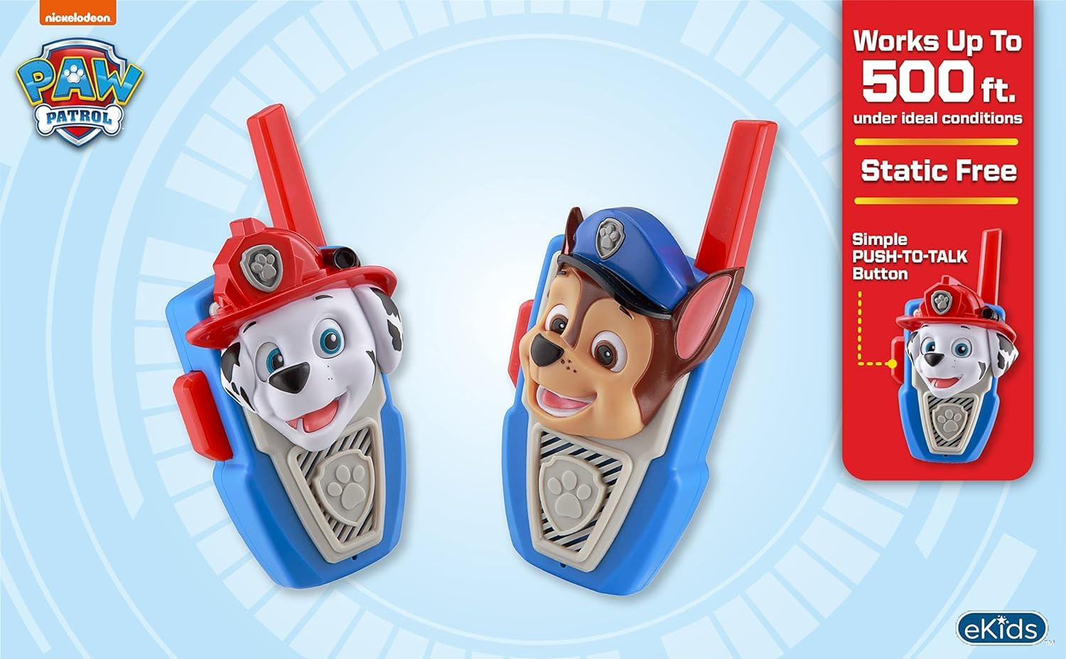 Foto 4 pulgar | Walkie Talkies Ekids Paw Patrol Chase And Marshall Para Niños - Venta Internacional.