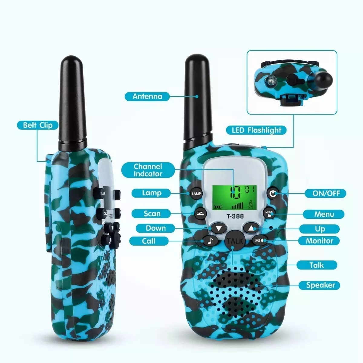 Foto 4 pulgar | Par Radios Walkie Talkies Para Niños Con 22 Canales 3km 2 Pzs Eo Safe Imports Esi-16160 Multicolor