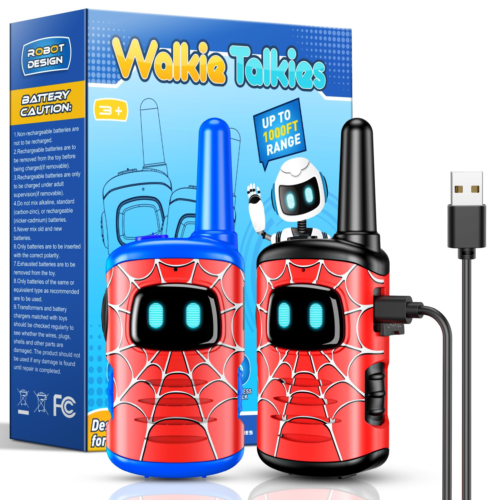 Foto 2 pulgar | Walkie Talkies Comedyfun Spider Recargable, Paquete De 2 Unidades Para Niños - Venta Internacional.