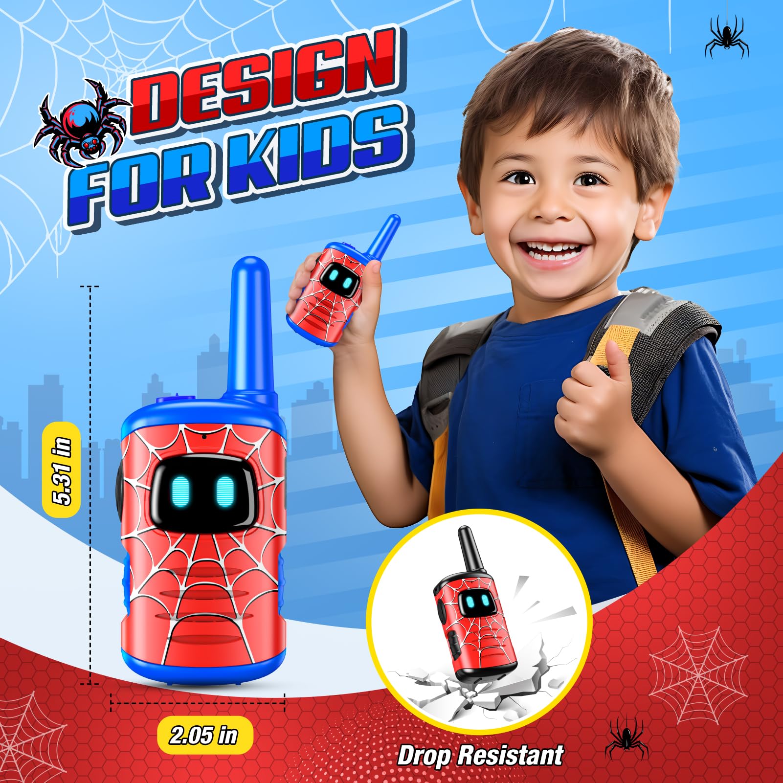 Foto 3 pulgar | Walkie Talkies Comedyfun Spider Recargable, Paquete De 2 Unidades Para Niños - Venta Internacional.