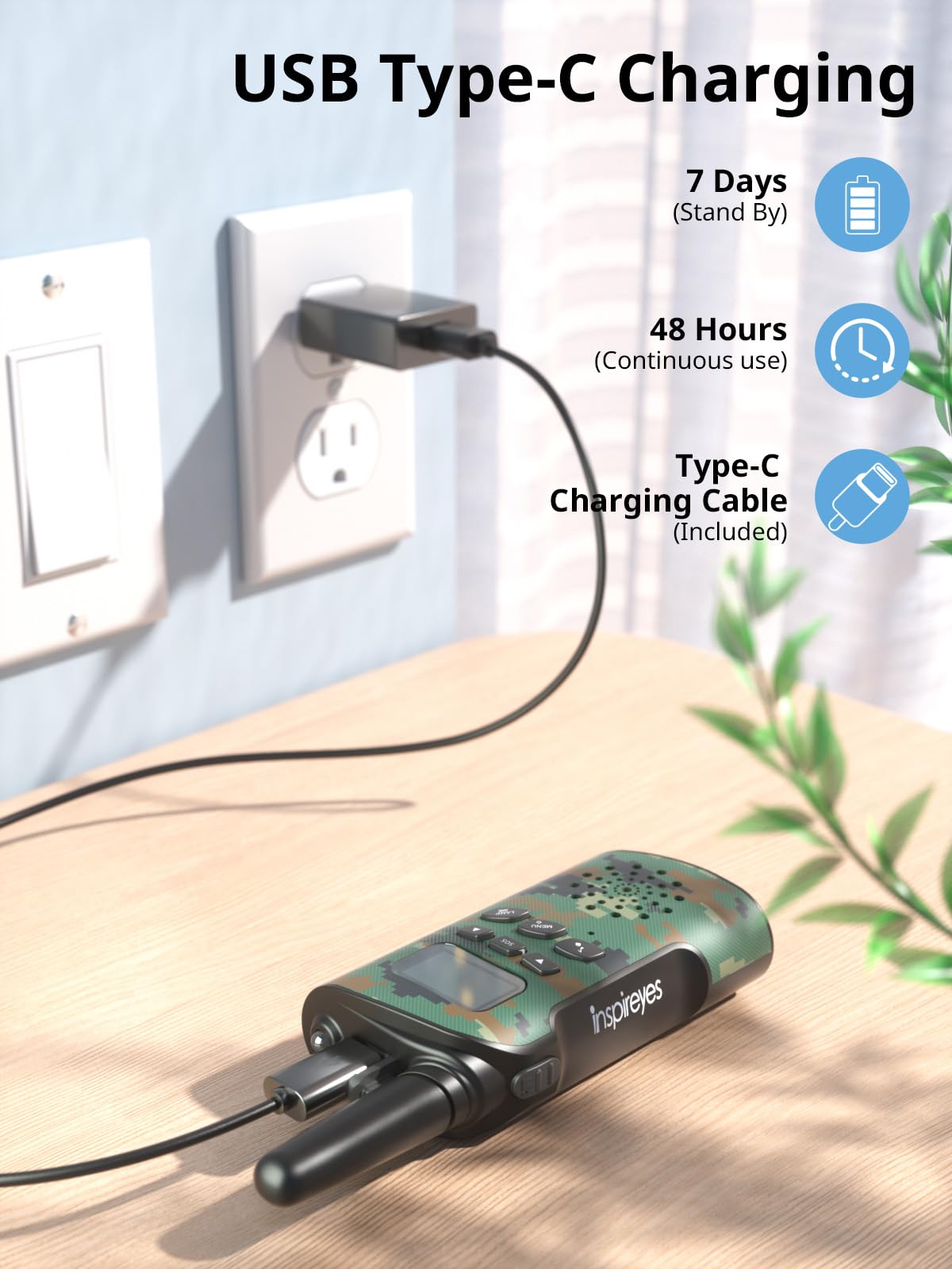 Foto 3 | Walkie Talkies Inspireyes Recargables Para Niños, Paquete De 2 Camuflajes - Venta Internacional.