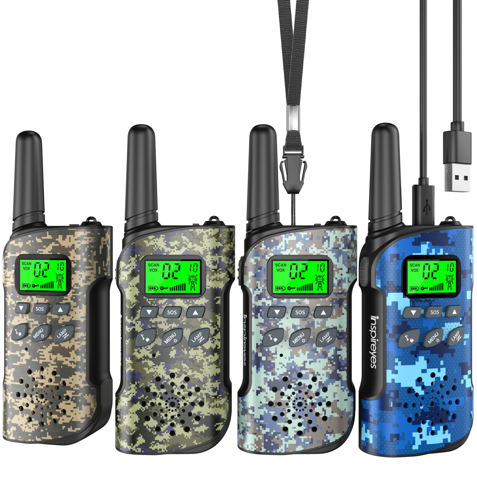 Walkie Talkies Inspireyes Recargables Para Niños De 8 A 12 Años, 4 Peniques - Venta Internacional.