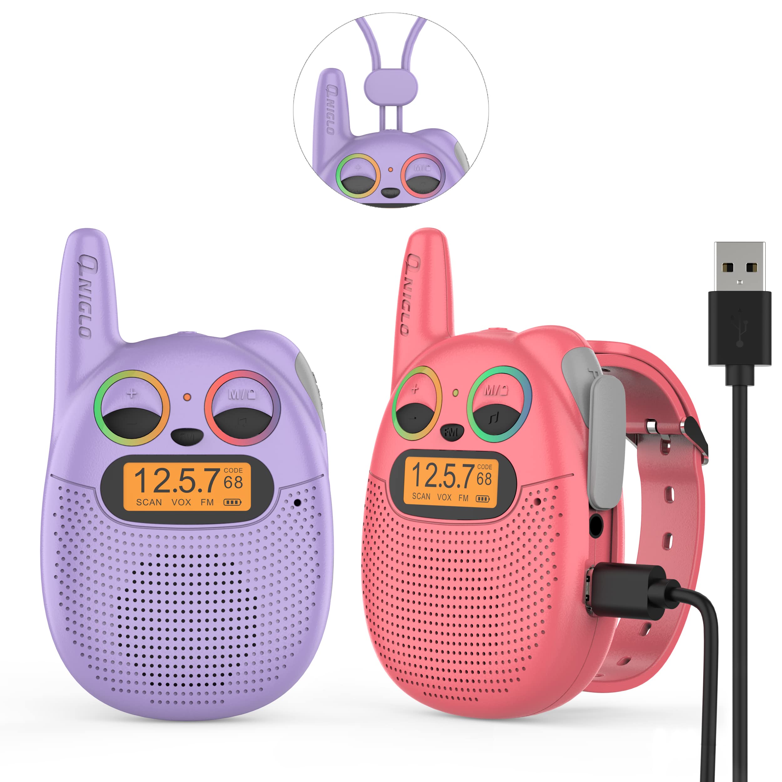 Foto 2 pulgar | Walkie Talkies Qniglo Recargables Para Niños 3 A 9 Años Paquete de 2 - Venta Internacional