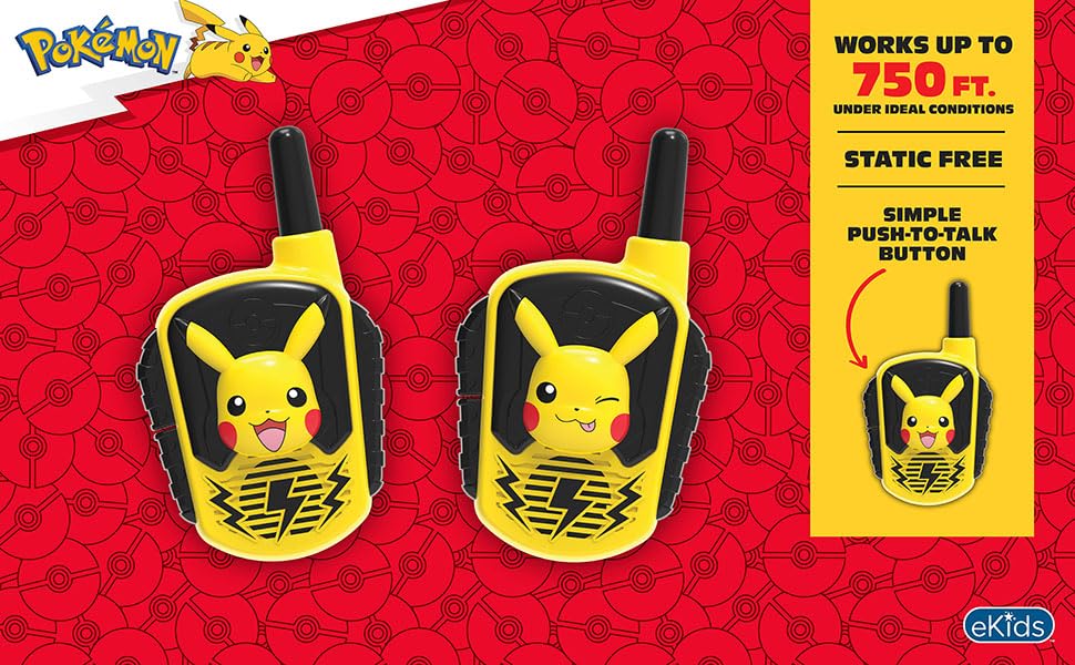 Foto 3 pulgar | Walkie Talkies Ekids Pokémon Pikachu Para Niños - Venta Internacional.