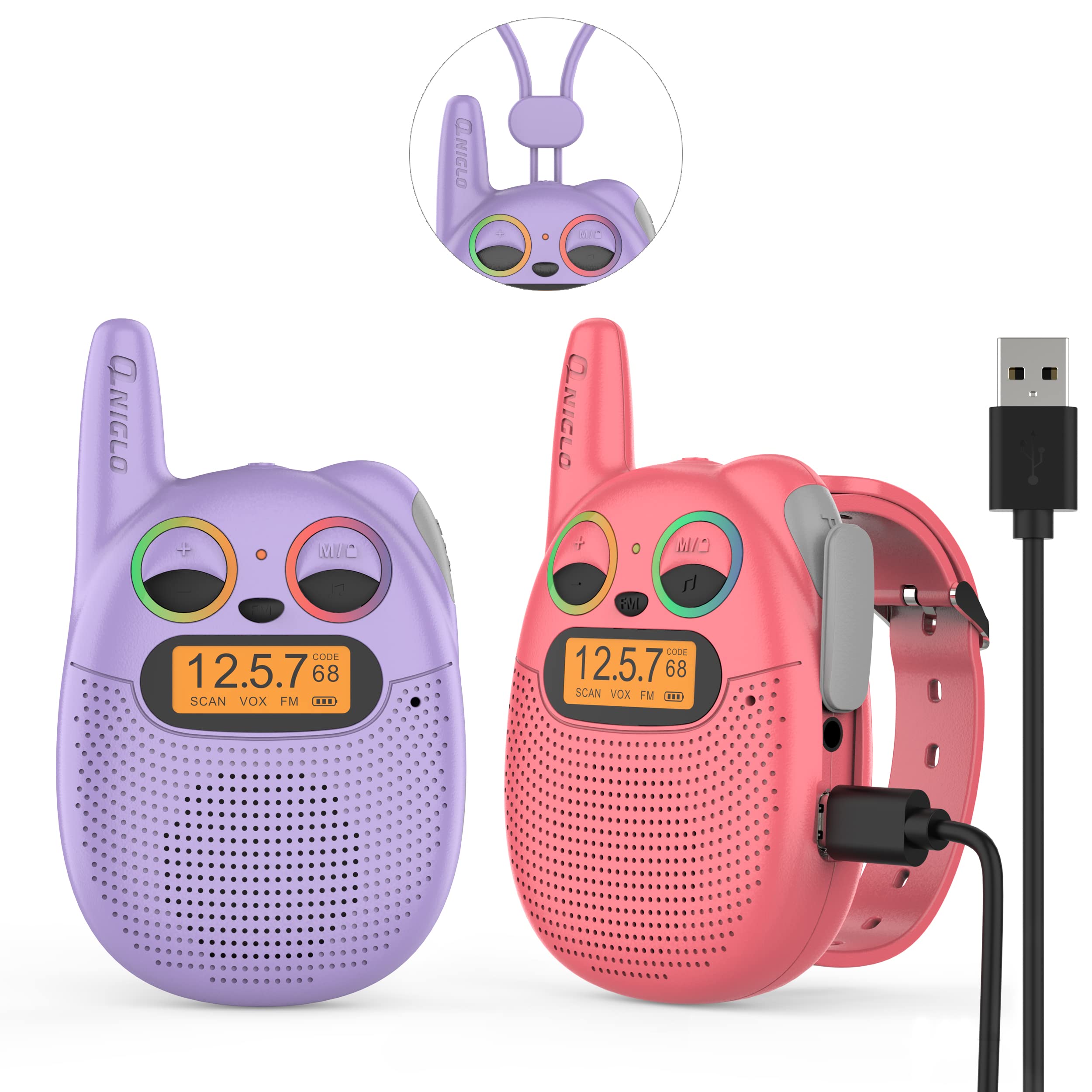 Foto 2 pulgar | Walkie Talkies Qniglo Recargables Para Niños De 3 A 9 Años, Paquete De 2 - Venta Internacional.