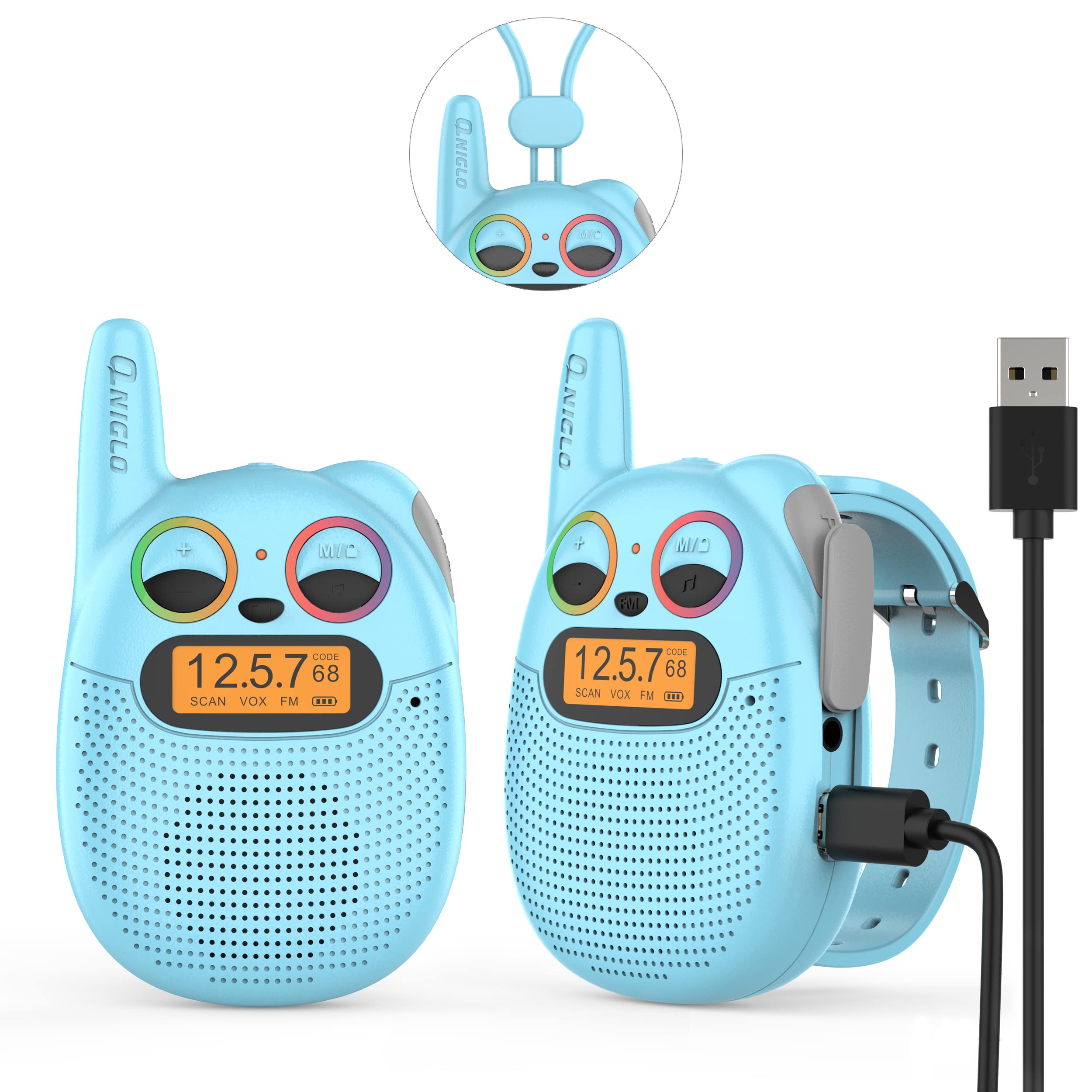 Foto 2 pulgar | Walkie Talkies Qniglo Recargables Para Niños, Paquete De 2 Con Radio Fm - Venta Internacional.