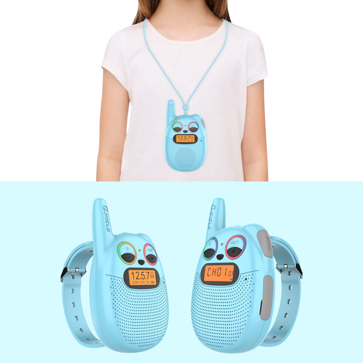 Foto 3 pulgar | Walkie Talkies Qniglo Recargables Para Niños, Paquete De 2 Con Radio Fm - Venta Internacional.