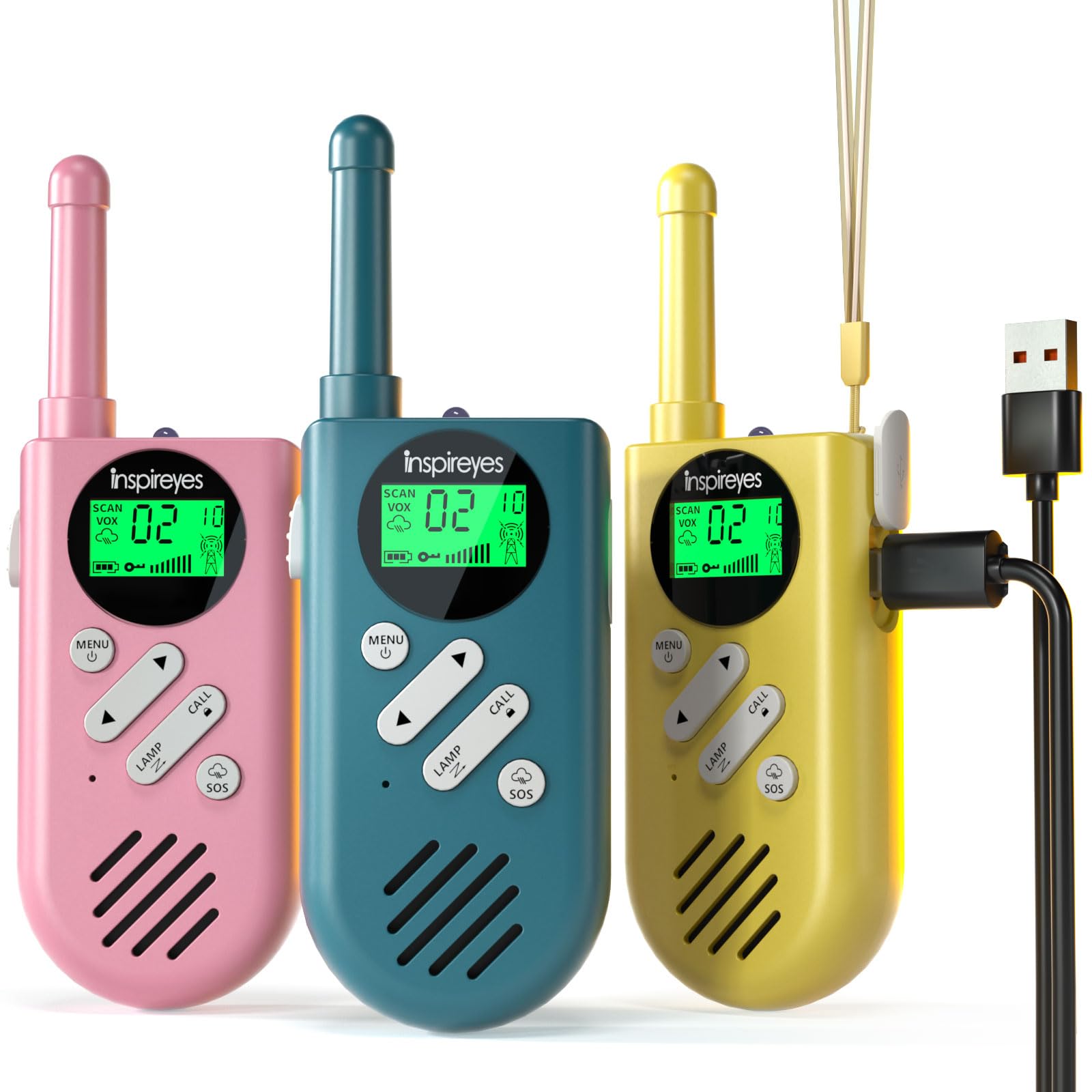 Walkie Talkies Inspireyes Recargables Para Niños, Paquete De 3 - Venta Internacional.