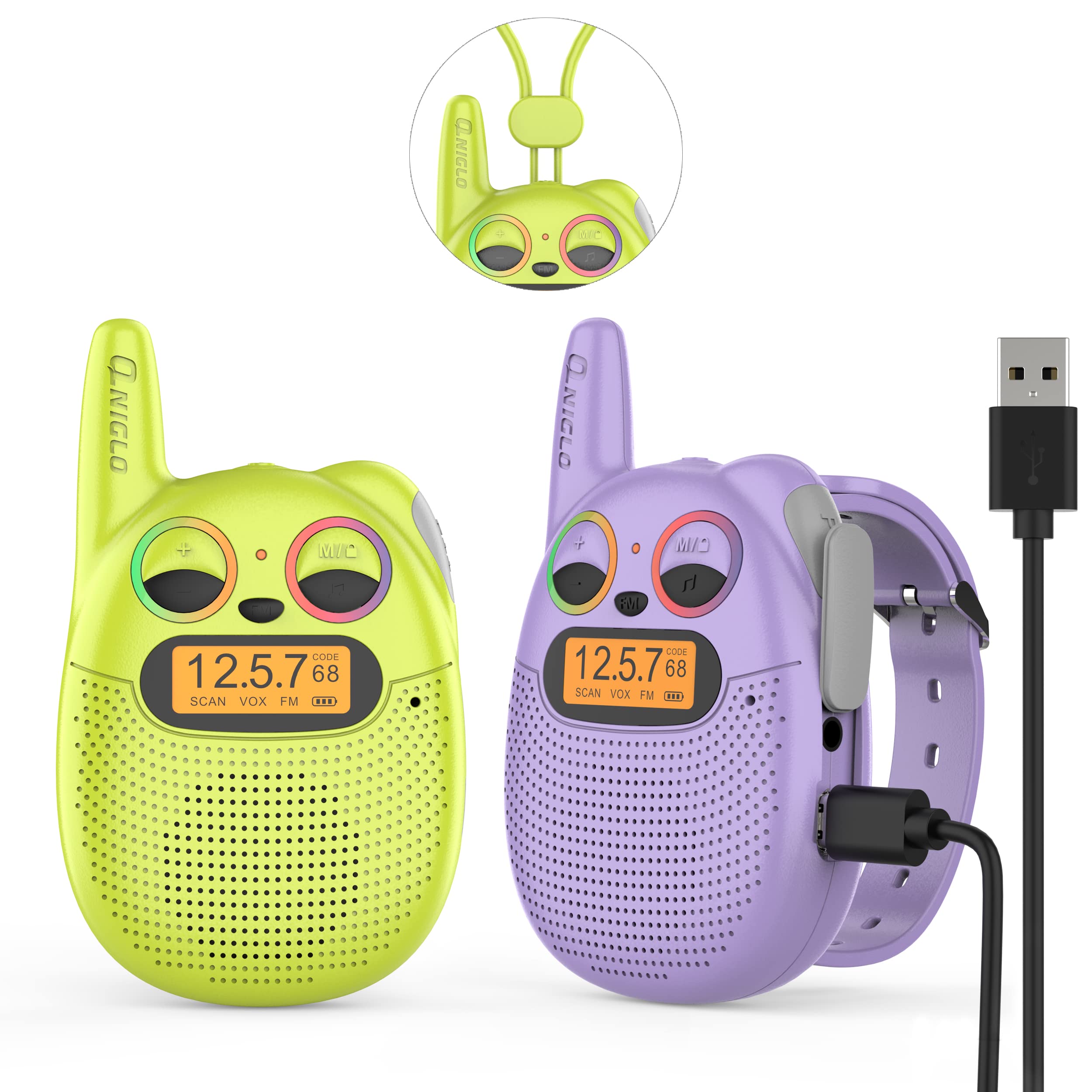 Foto 2 pulgar | Walkie Talkies Qniglo Recargables Para Niños, Paquete De 2 Con Radio Fm - Venta Internacional.
