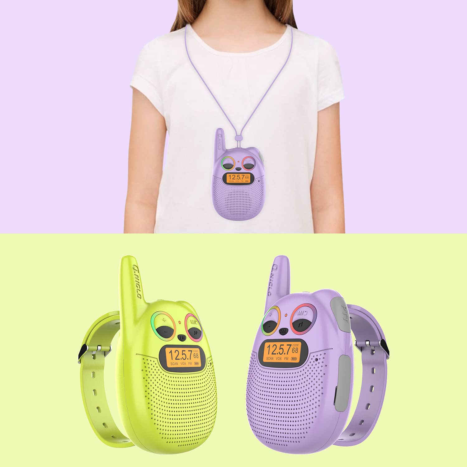 Foto 3 pulgar | Walkie Talkies Qniglo Recargables Para Niños, Paquete De 2 Con Radio Fm - Venta Internacional.
