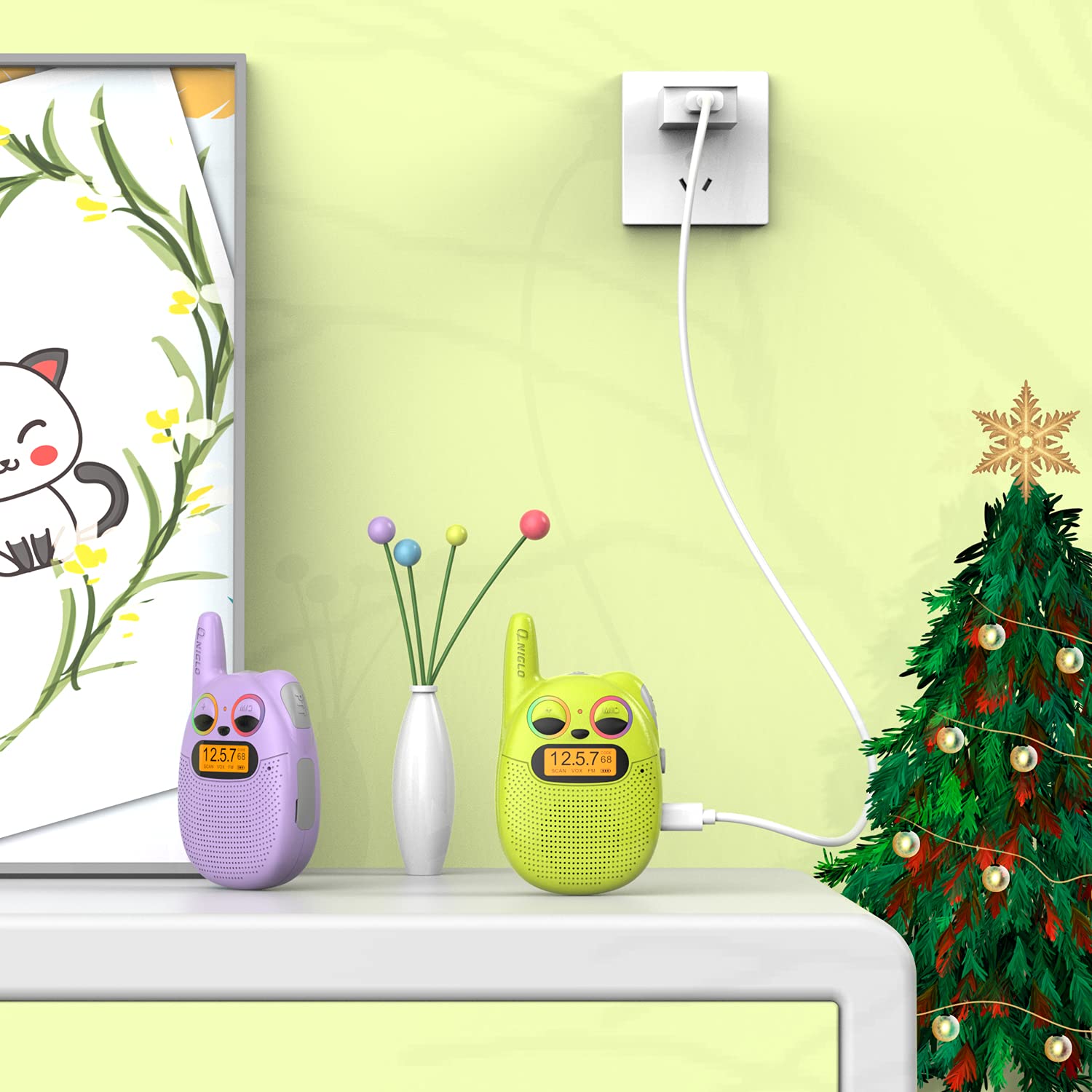 Foto 4 | Walkie Talkies Qniglo Recargables Para Niños, Paquete De 2 Con Radio Fm - Venta Internacional.