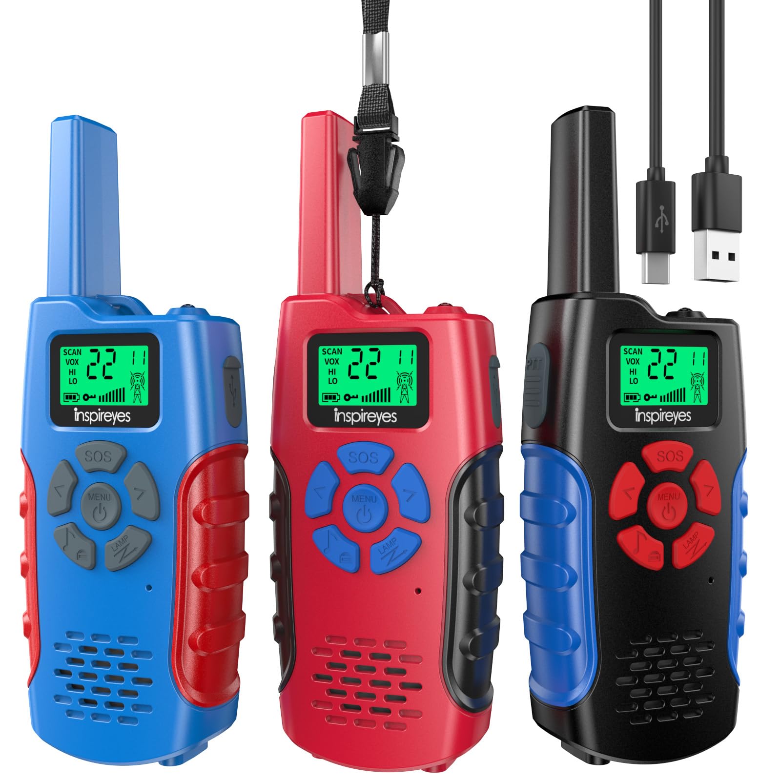 Foto 2 pulgar | Walkie Talkies Inspireyes Recargables Para Niños, Paquete De 3 A 12 Años - Venta Internacional.