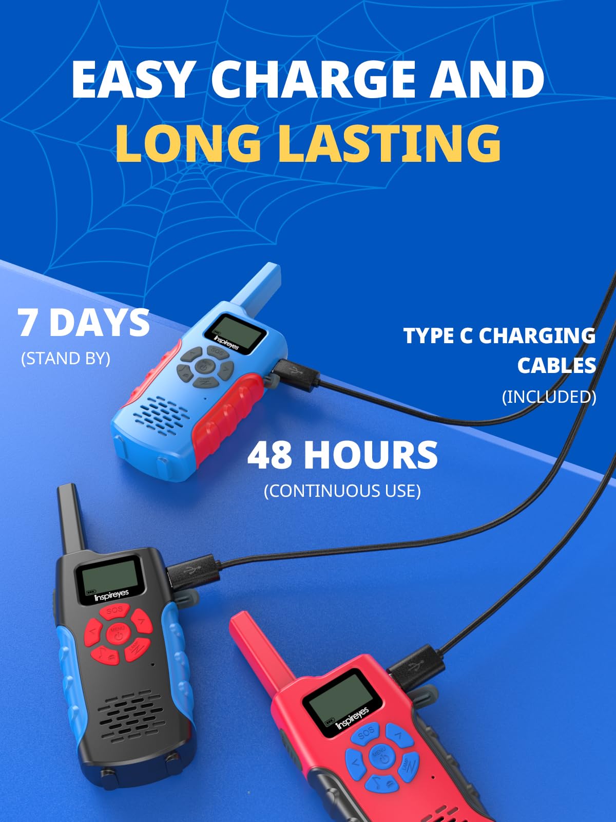 Foto 3 pulgar | Walkie Talkies Inspireyes Recargables Para Niños, Paquete De 3 A 12 Años - Venta Internacional.