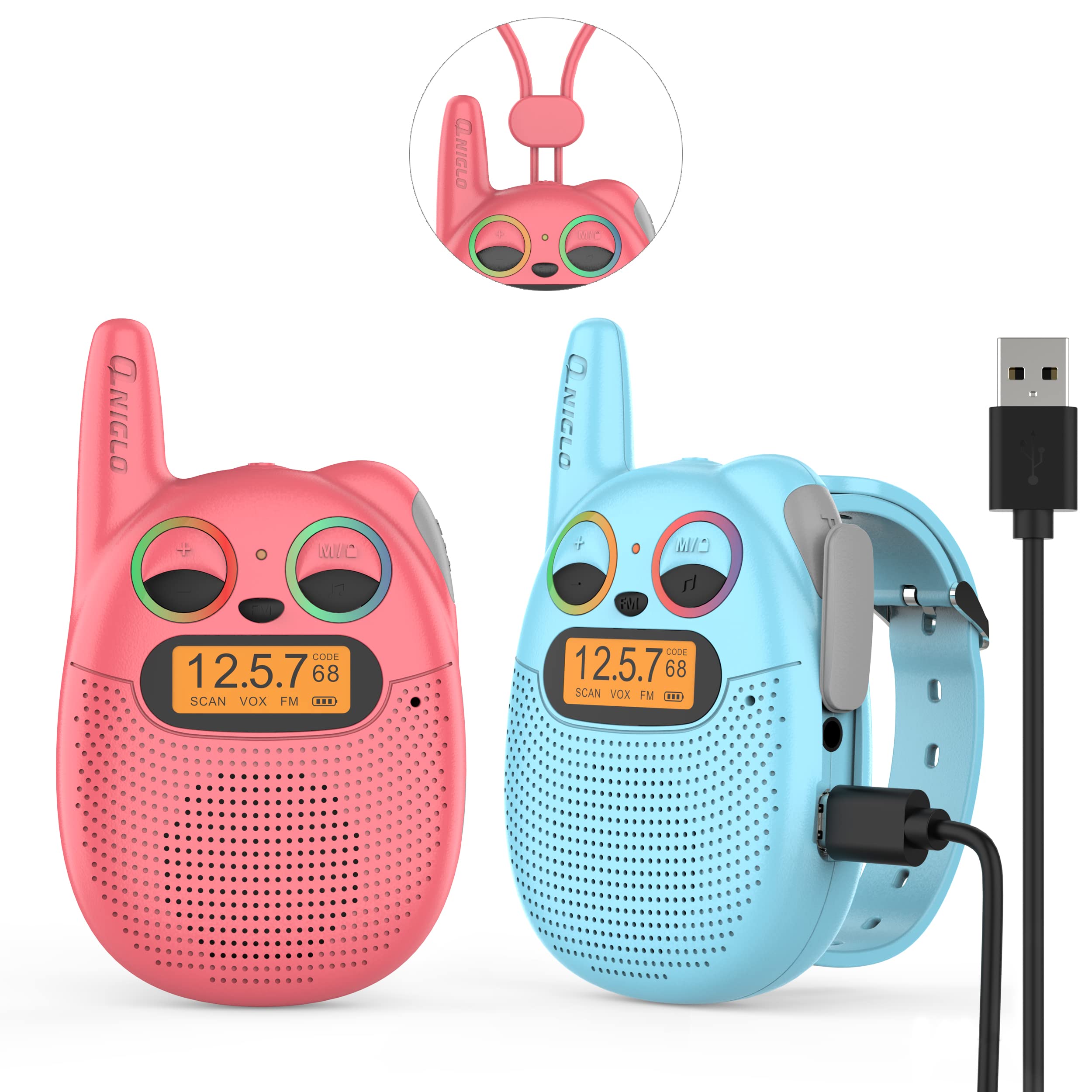 Walkie Talkies Qniglo Recargables Para Niños Con Radio Fm De 3 A 12 Años - Venta Internacional.
