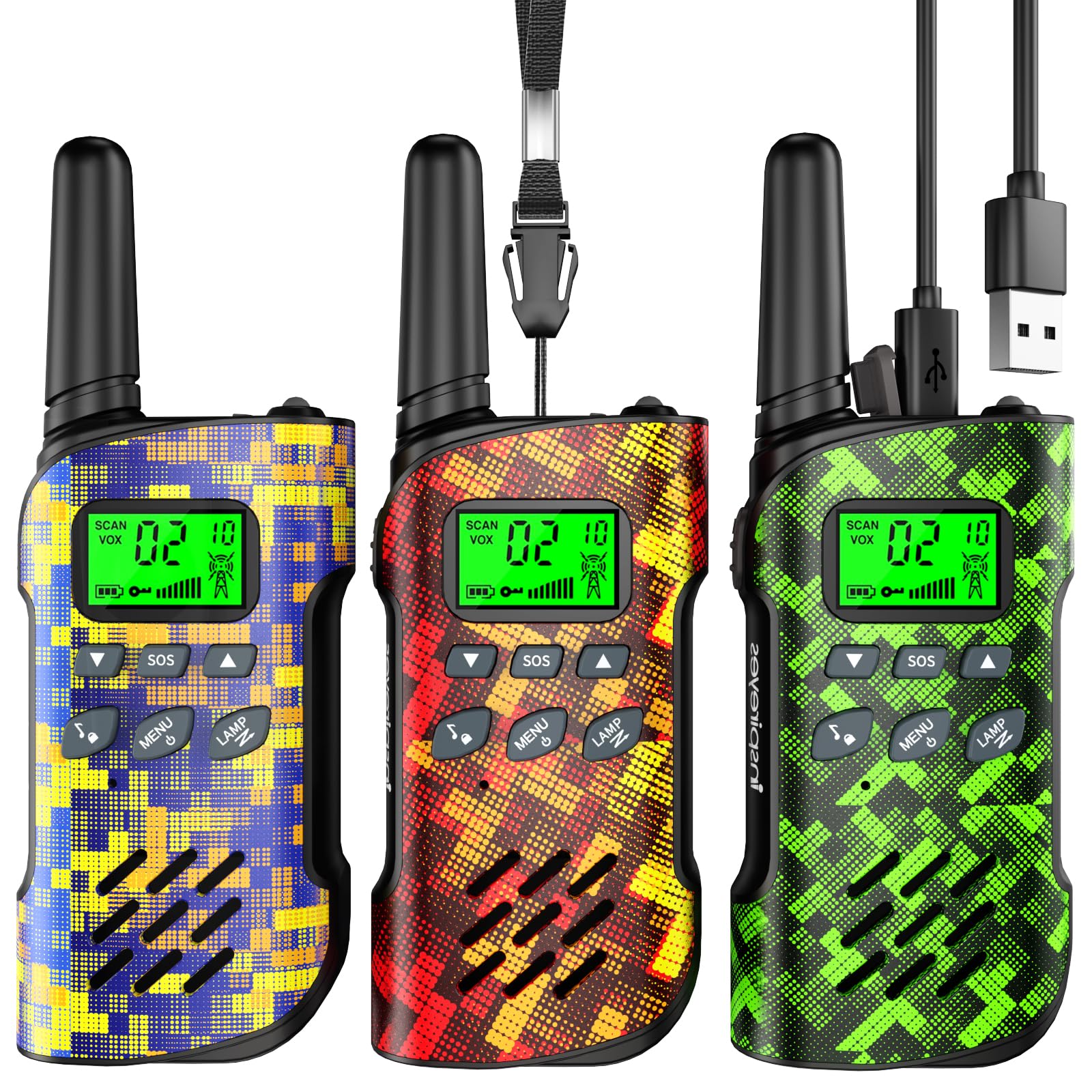 Foto 2 pulgar | Walkie Talkies Inspireyes Recargables Para Niños, Paquete De 3 Camuflajes - Venta Internacional.