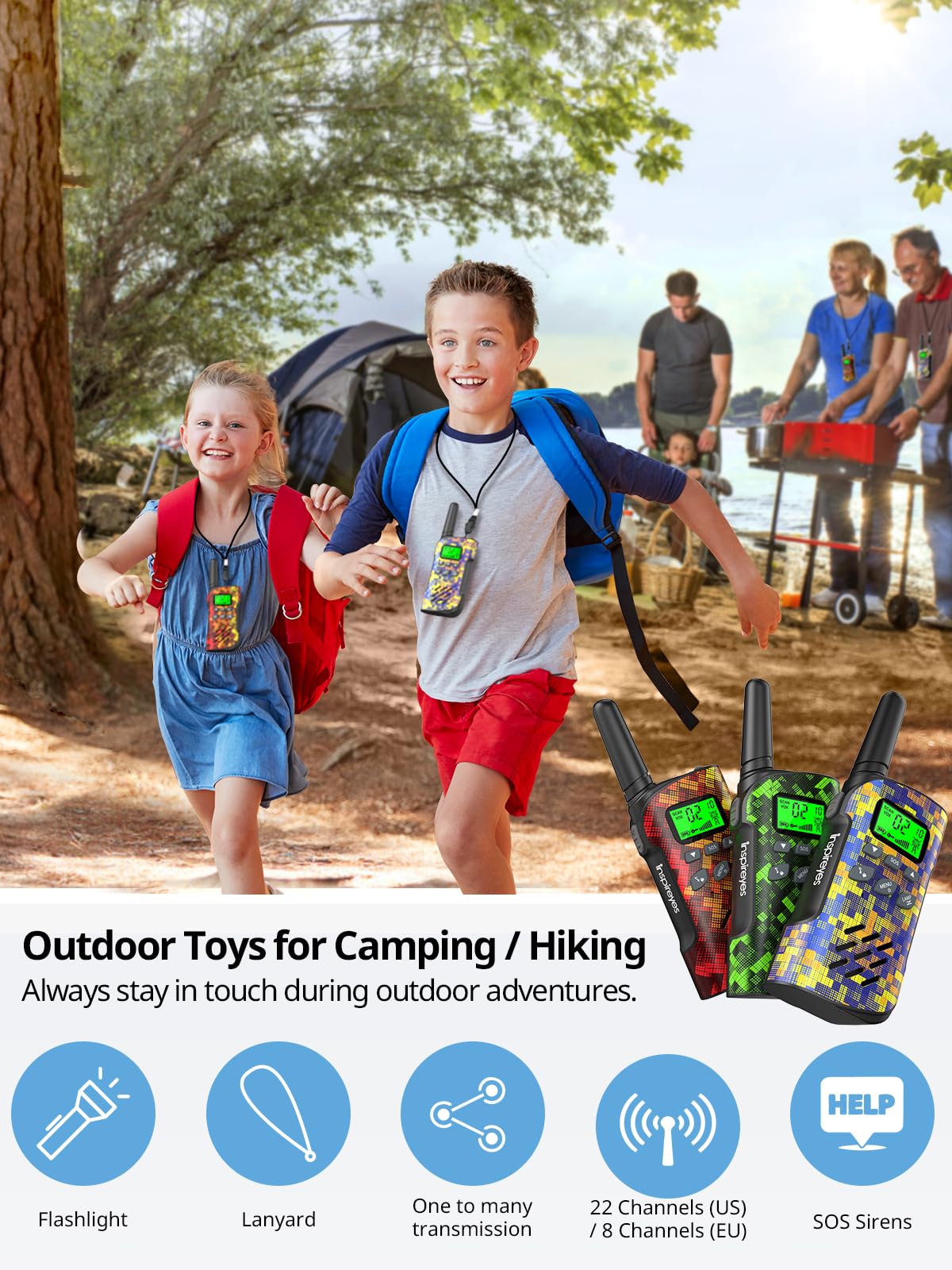 Foto 4 pulgar | Walkie Talkies Inspireyes Recargables Para Niños, Paquete De 3 Camuflajes - Venta Internacional.