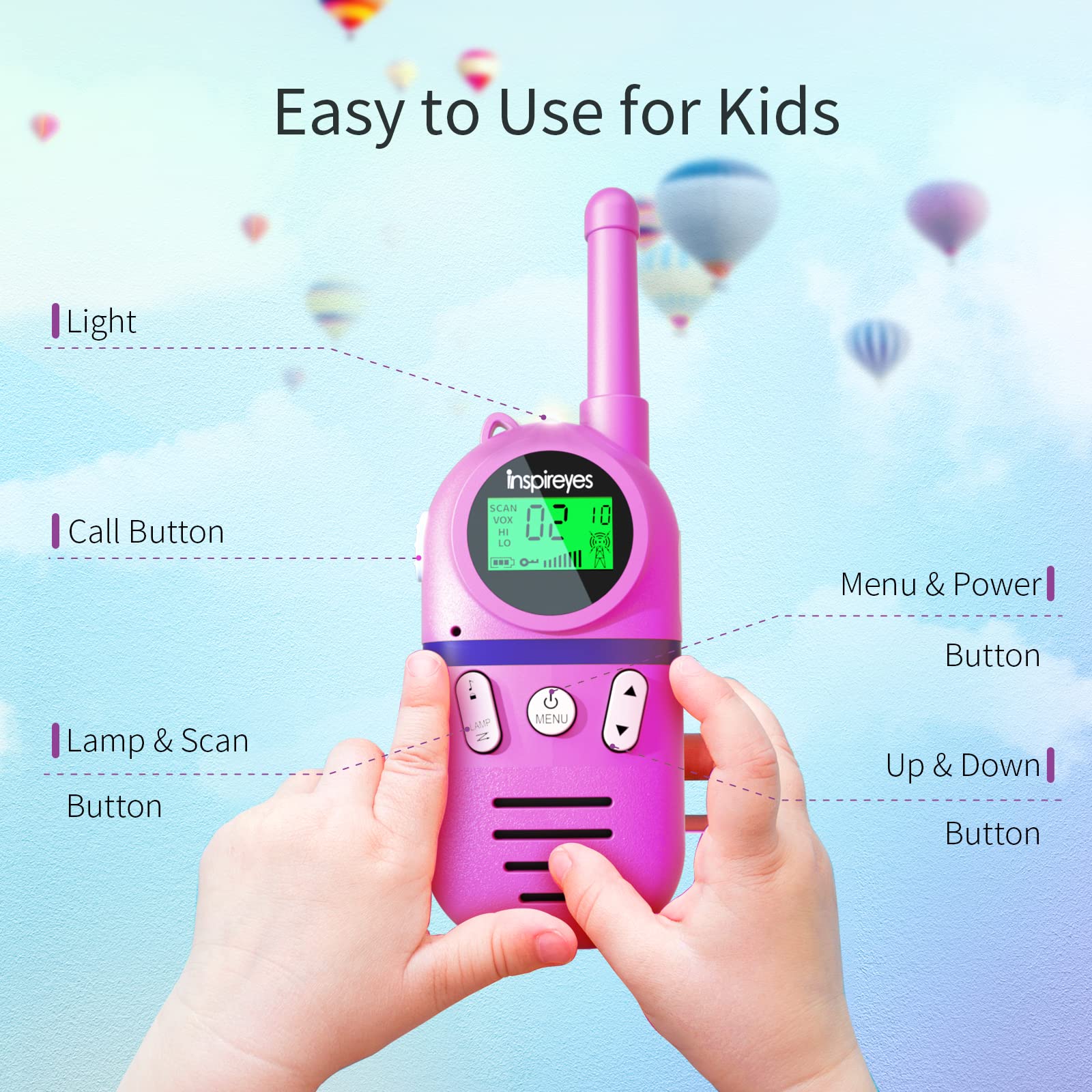 Foto 3 pulgar | Walkie Talkies Inspireyes Recargables Para Niños De 3 A 12 Años, 4 Peniques - Venta Internacional.