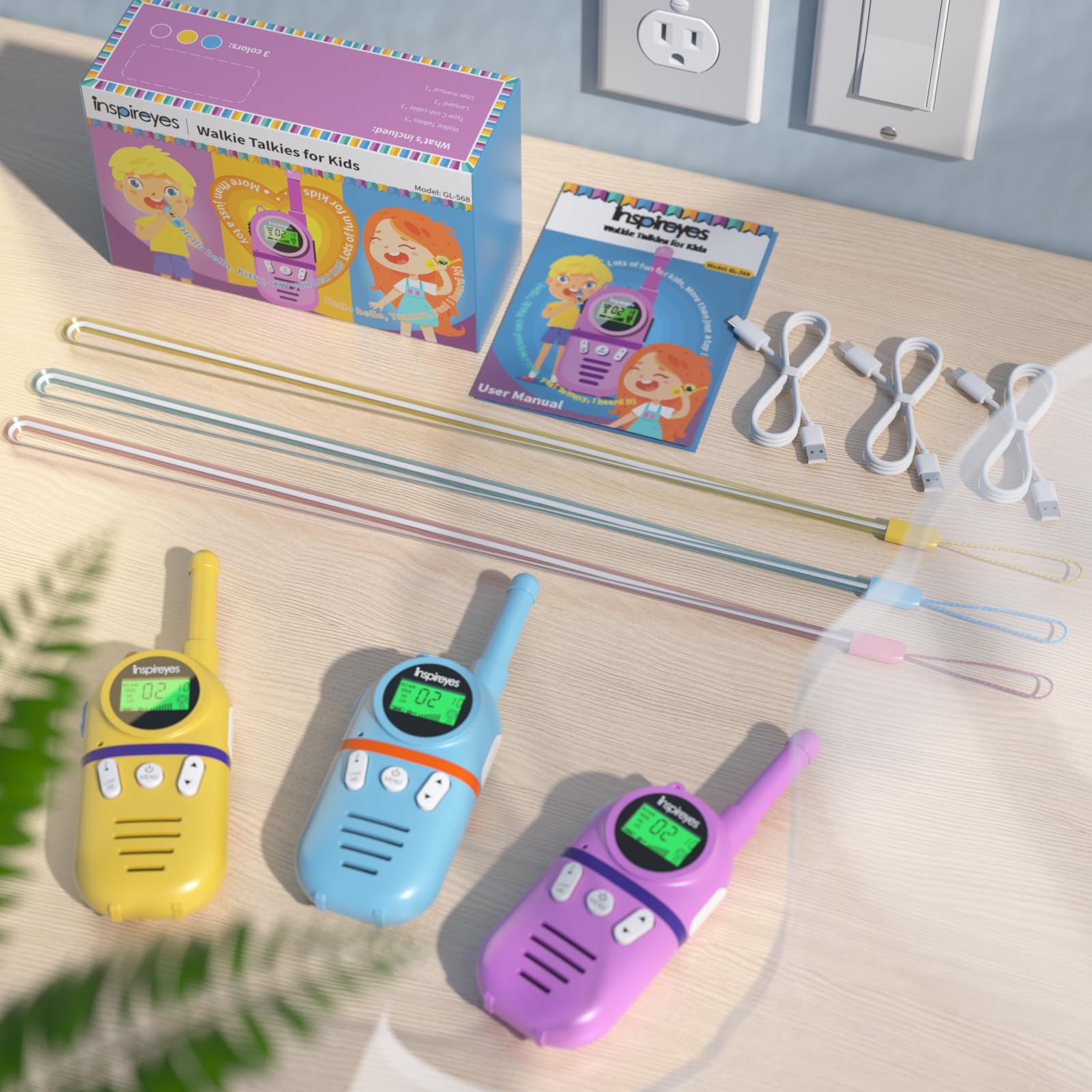 Foto 8 pulgar | Walkie Talkies Inspireyes Recargables Para Niños De 3 A 12 Años, 4 Peniques - Venta Internacional.