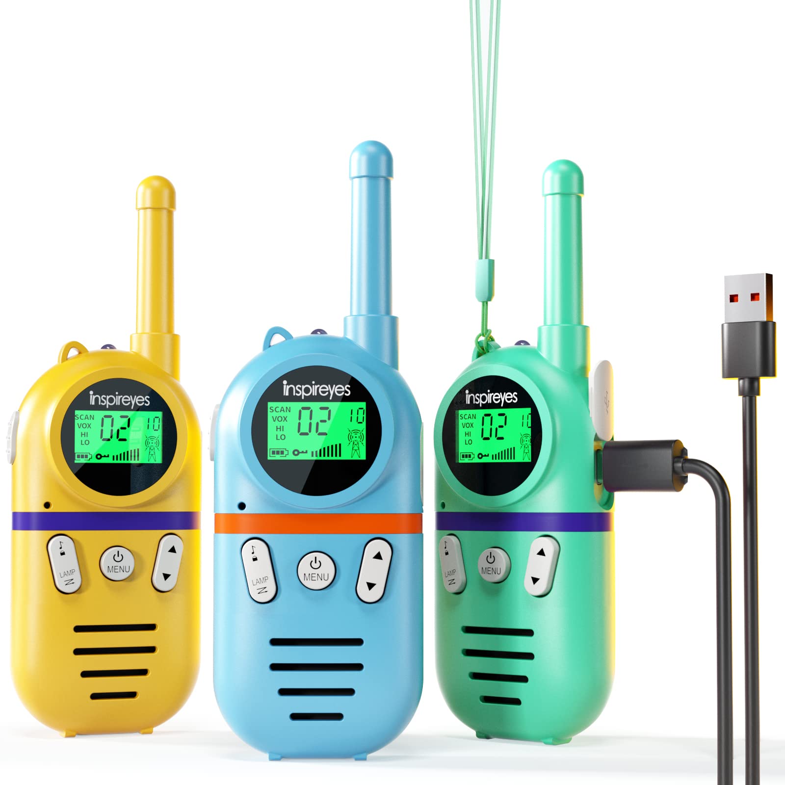 Walkie Talkies Inspireyes Recargables Para Niños, Paquete De 3 - Venta Internacional.