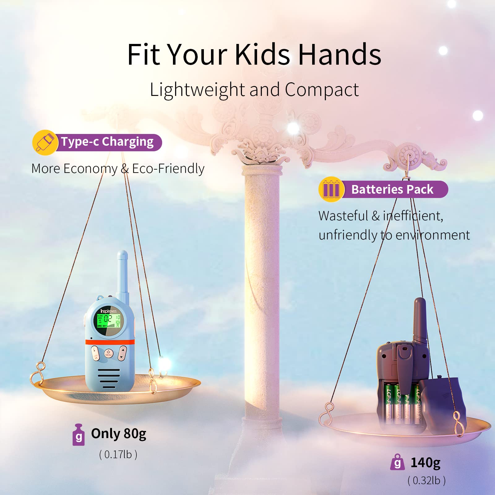 Foto 5 pulgar | Walkie Talkies Inspireyes Recargables Para Niños, Paquete De 3 - Venta Internacional.