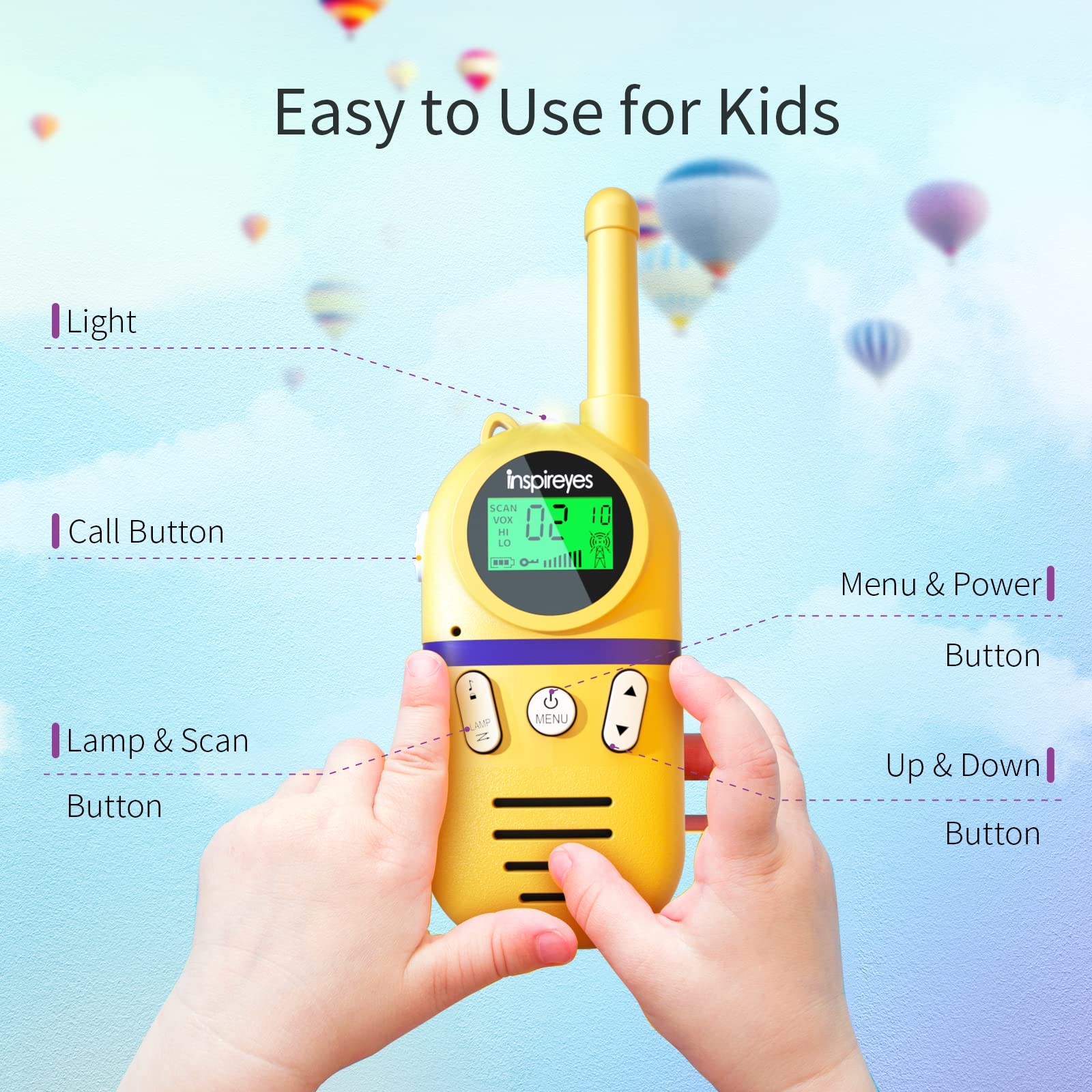 Foto 6 pulgar | Walkie Talkies Inspireyes Recargables Para Niños, Paquete De 3 - Venta Internacional.