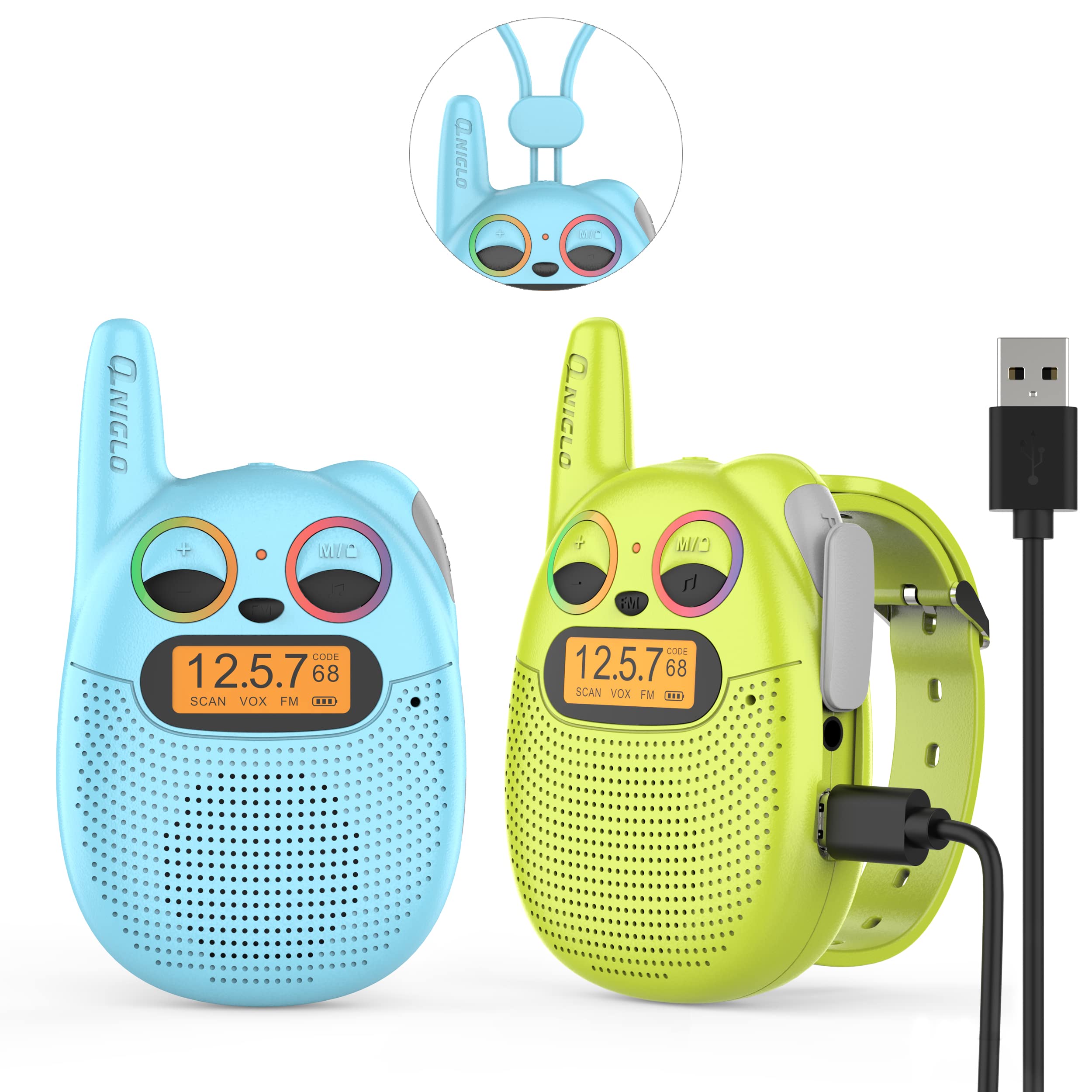 Foto 1 | Walkie Talkies Qniglo Recargables Para Niños, Paquete De 2 Con Radio Fm - Venta Internacional.