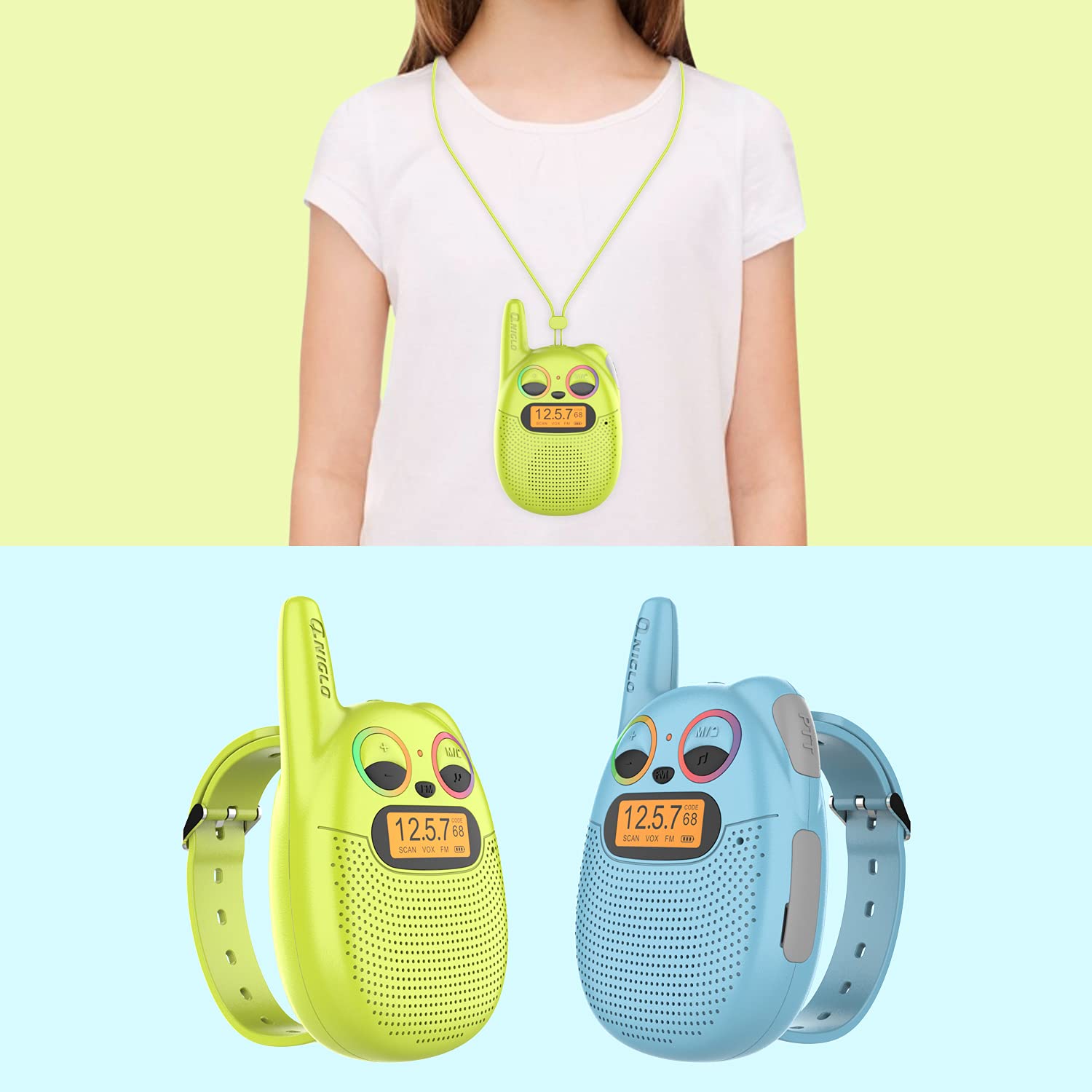 Foto 3 pulgar | Walkie Talkies Qniglo Recargables Para Niños, Paquete De 2 Con Radio Fm - Venta Internacional.