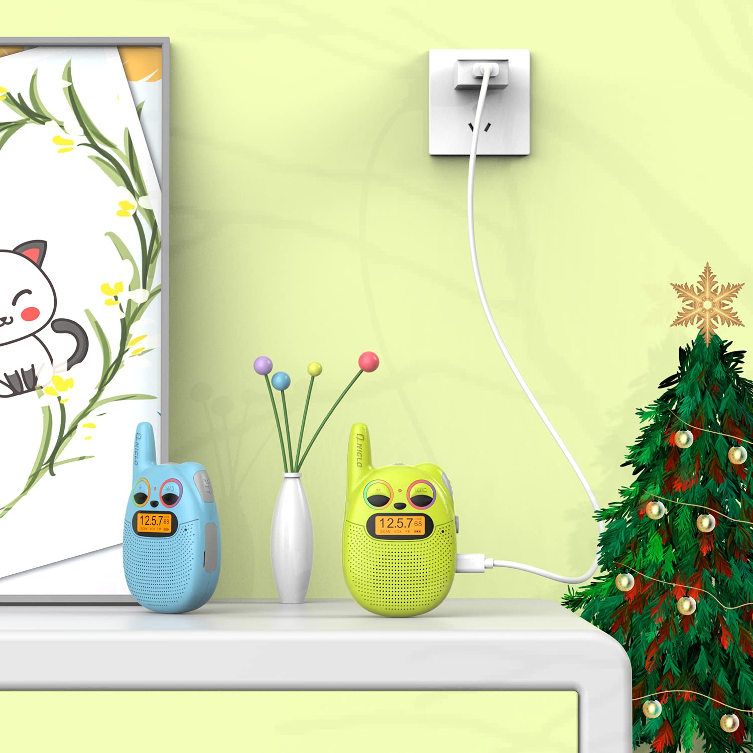 Foto 3 | Walkie Talkies Qniglo Recargables Para Niños, Paquete De 2 Con Radio Fm - Venta Internacional.