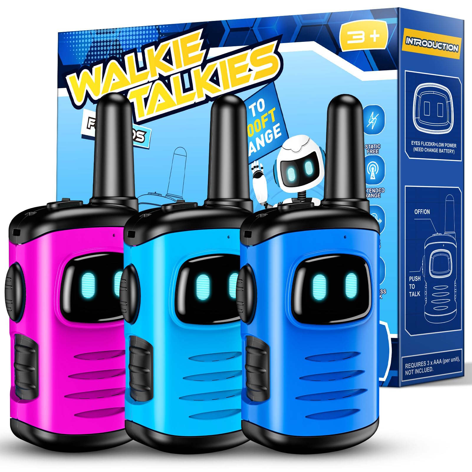 Robots Walkie Talkies Comedyfun Para Niños, Paquete De 3 A 7 Años - Venta Internacional.