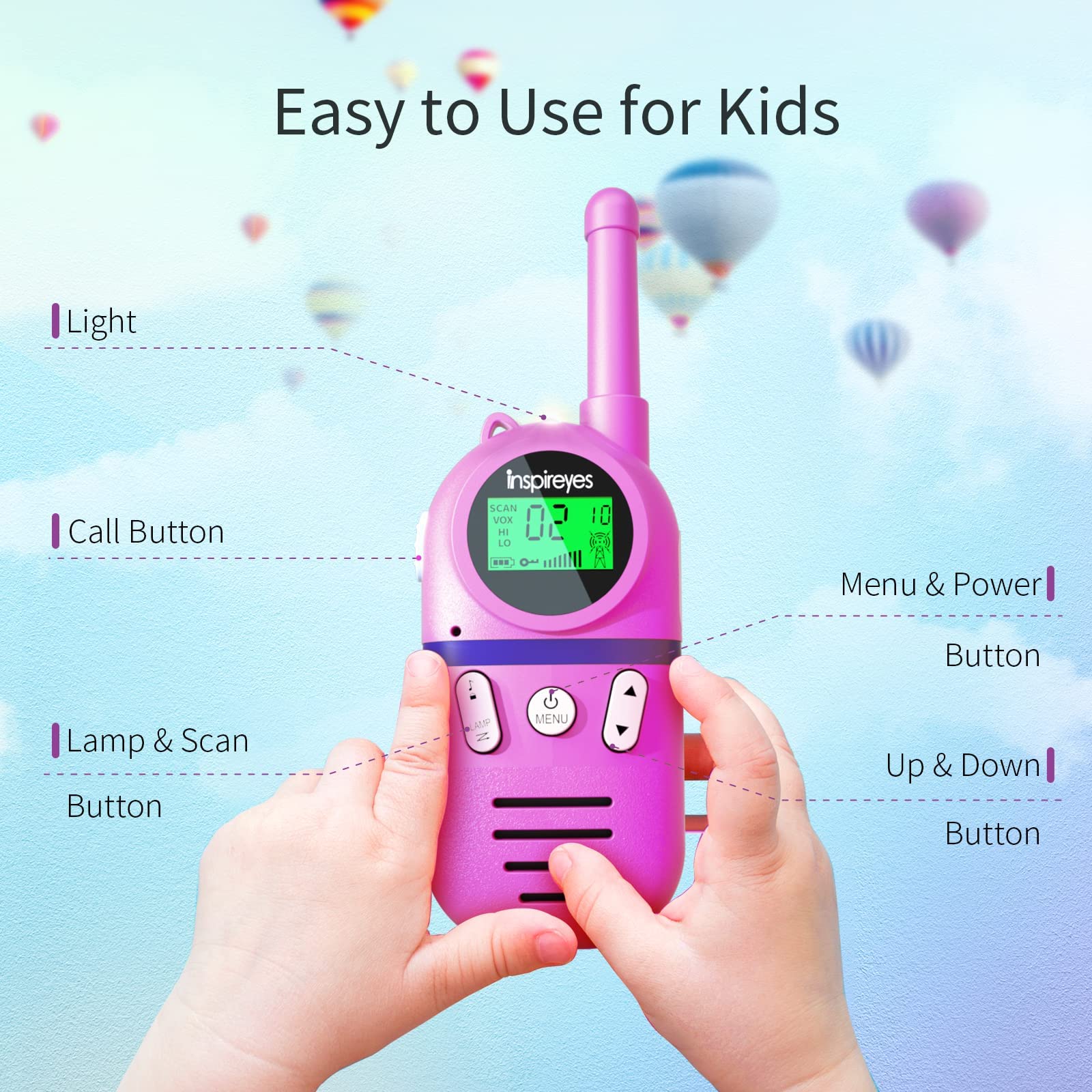 Foto 5 pulgar | Walkie Talkies Inspireyes, Recargables, Alcance De 3 Millas, Paquete De 2 - Venta Internacional.