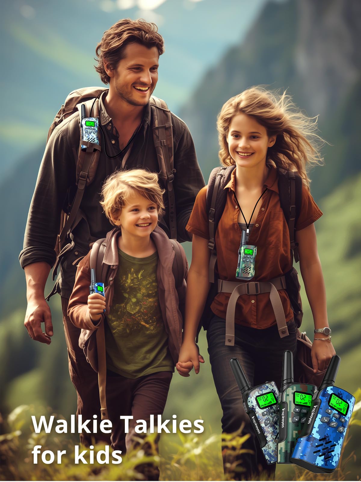 Foto 8 pulgar | Walkie Talkies Inspireyes Recargables Para Niños, Paquete De 3 Camuflajes - Venta Internacional.