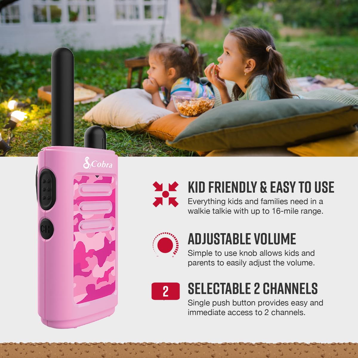 Foto 4 pulgar | Walkie Talkies Cobra He150 P, Aptos Para Niños, Alcance De 16 Millas, Paquete De 2 - Venta Internacional.