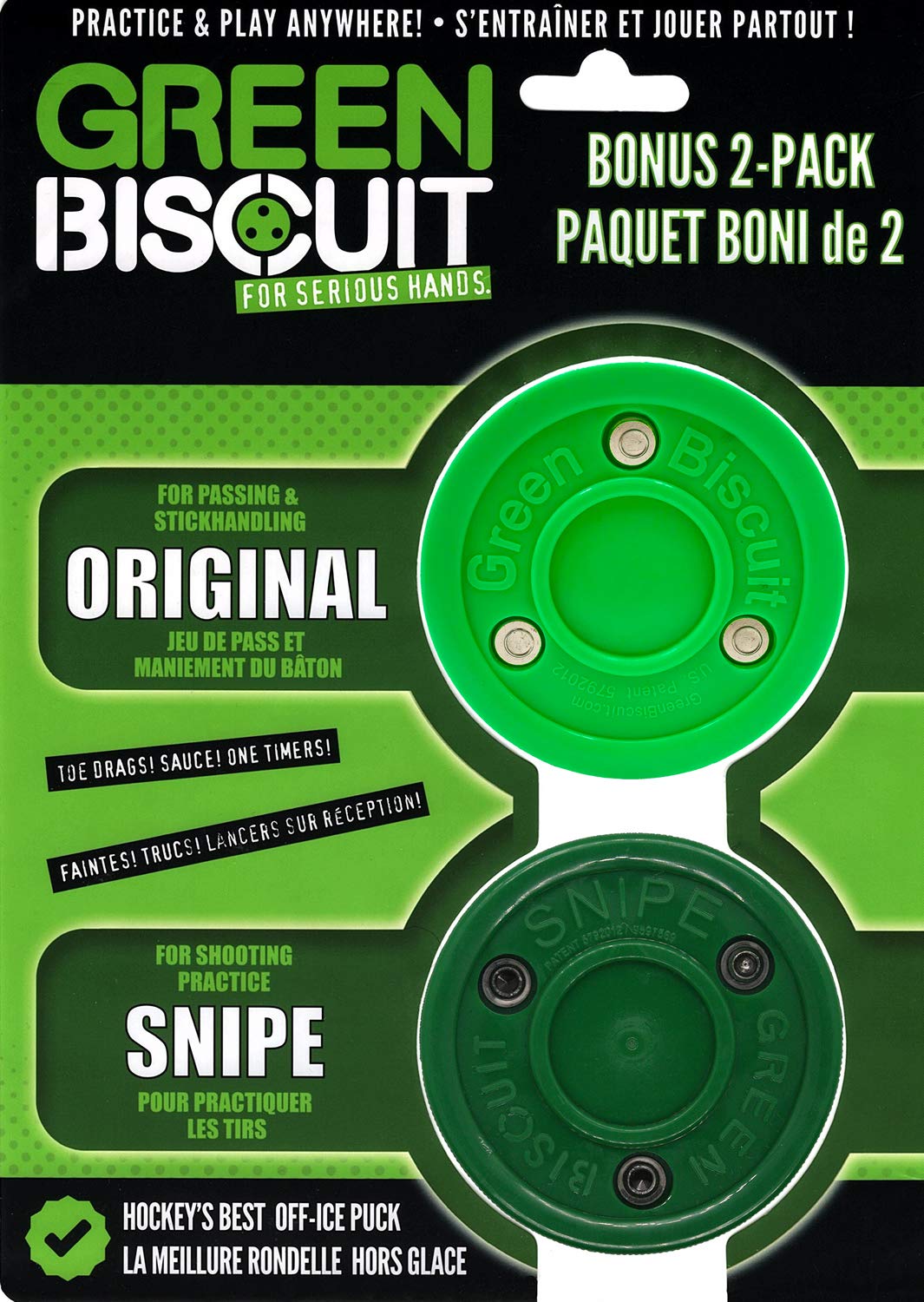 Foto 2 pulgar | Hockey Pucks Green Biscuit Bonus, Paquete De 2 Unidades Oficiales De La Nhl - Venta Internacional.