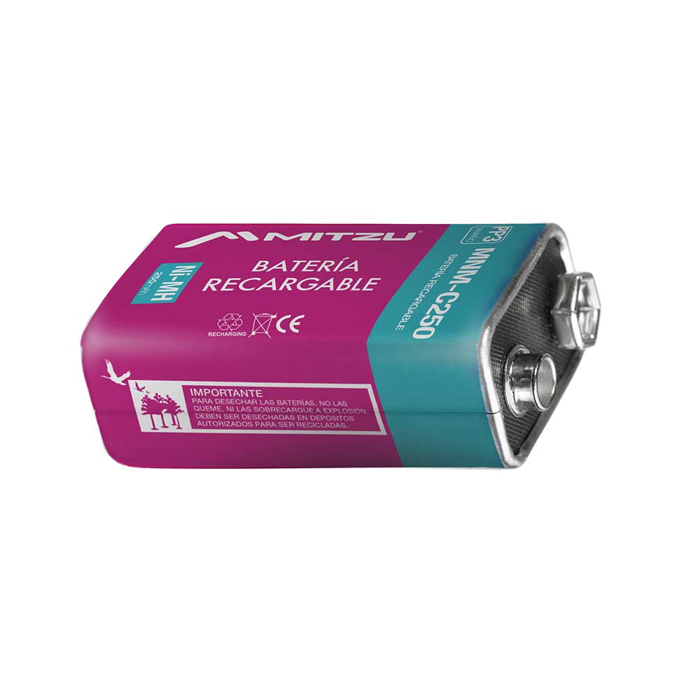 Foto 2 | Batería Recargable Mitzu Mnm-c250 color Rosa de 9 V de Ni-mh