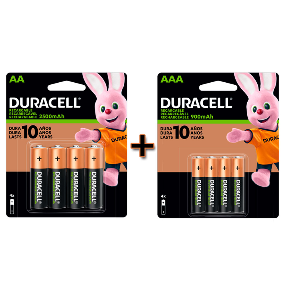 Foto 2 pulgar | Kit de 8 Pilas Recargables Duracell (1 Blister 4 Pilas Aa de 2500 Mah más 1 Blister de 4 Pilas Aaa de 900 Mah)