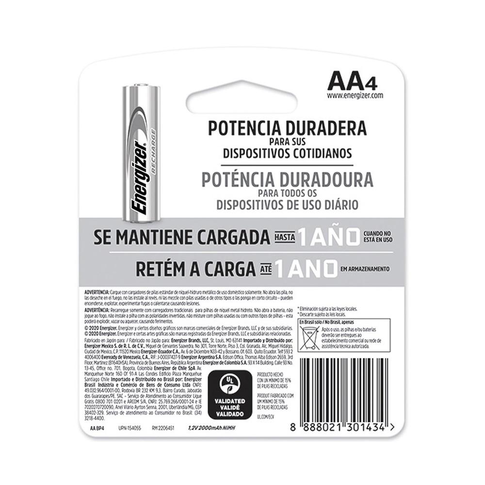 Foto 7 pulgar | Pila Energizer Recargable Aa con 4/ 2000mah