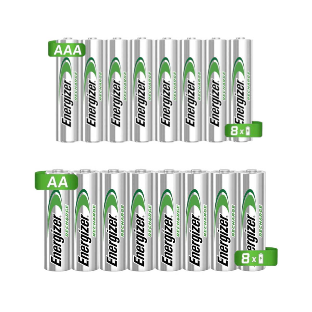 16 Pilas Recargables Energizer Tamaño 8 Aaa y 8 Aa