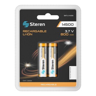Foto 1 | 2 Baterías Recargables Steren Li-ion 800 Mah Tipo 14500
