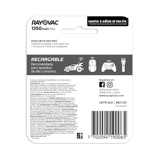 Foto 3 | 8 Pilas Baterías Recargables Rayovac Tamaño Aa 1350 Mah
