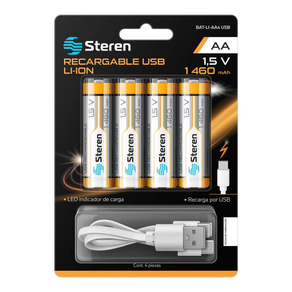Foto 1 | 4 Baterías Recargables Usb Li-ion Tipo Aa De 1460 Mah