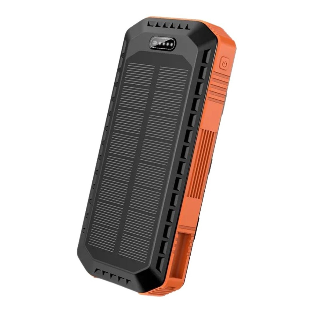 Power Bank 20000 mAh Mr. Gadgets Negro con Naranja con Panel Solar de Carga