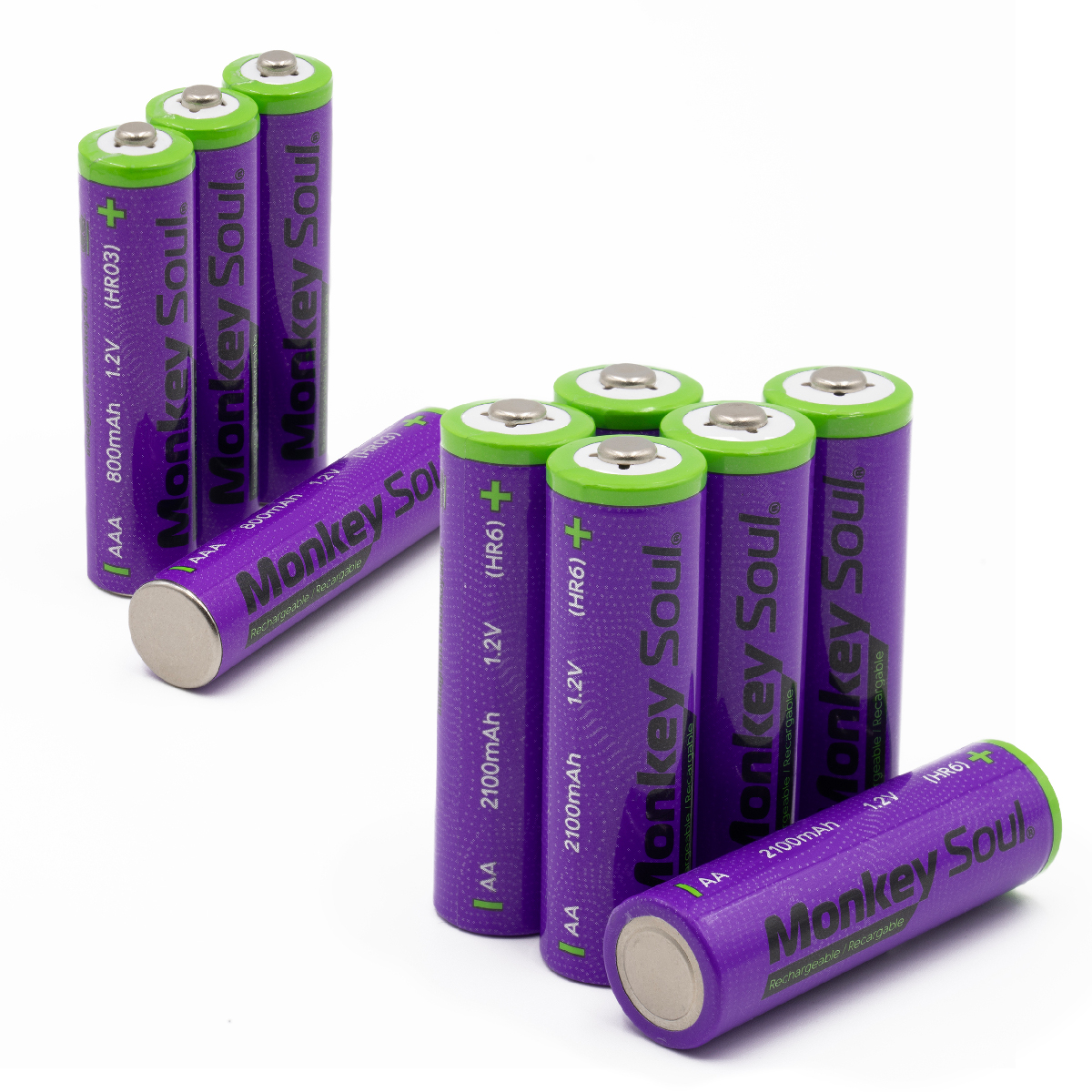 Pilas Baterías Recargables Monkey Soul 6 Pz Aa + 4 Aaa 1.2v