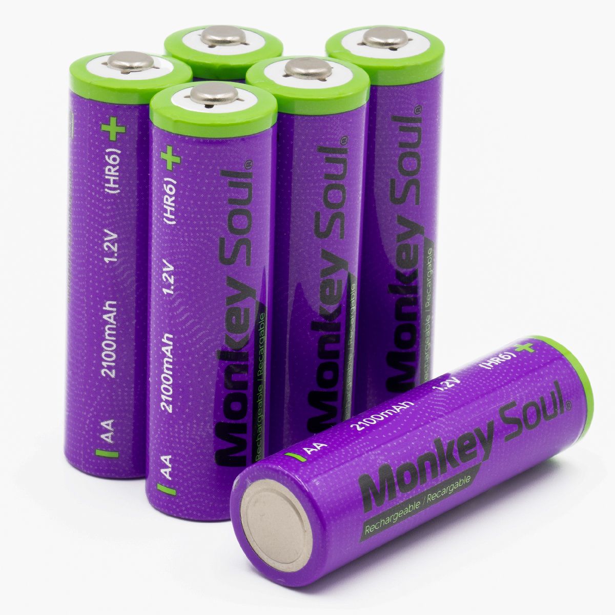 Foto 1 | Pilas Baterías Aa Recargables Monkey Soul 6 Piezas 2100 Mah
